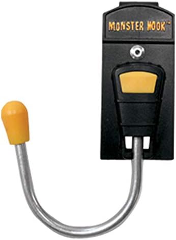 McGuire-Nicholas Monster Hook, 1 Pack, Black and Yellow | Metal clip, 180° rotating hook for drills, nail guns, saws, and garden tools