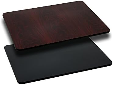 Flash Furniture 30x24" Reversible Table Top, Black/Mahogany | Reversible Laminate Top, Durable Construction, Commercial Use