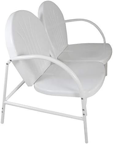 47-Inch Outdoor Retro Tulip Steel Loveseat, White