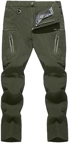 TACVASEN Men's Lightweight Hiking Tactical Pants Waterproof Quick Dry Cargo Work Rain Outdoor Pants 8 Pockets
