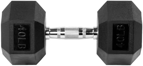 Rubber Encased Hex Dumbbell with Knurled Alloy Material Non-slip Handle, Basic Professional Dumbbell
