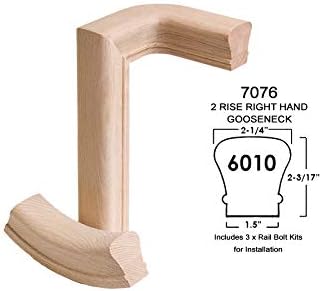 Red Oak 6010-8E 2-1/4 inch Width x 2-3/8 inch Tall Traditional Style Straight Wood Handrail for Stair Remodeling 8 feet Long