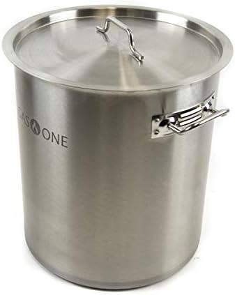 Gas One Fryer Pot 32 quart - All Purpose - Stainless Steel Tri-Ply Bottom with All Purpose Pot Deep Fryer Steam & Boiling Basket