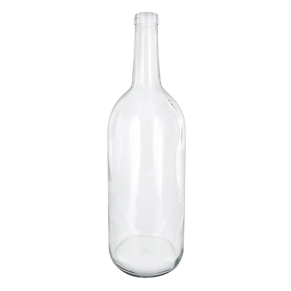 1.5 Liter Clear Claret/Bordeaux Bottles, 6 per case | Flint flat-bottomed Empty Wine Bottles for home winemaking