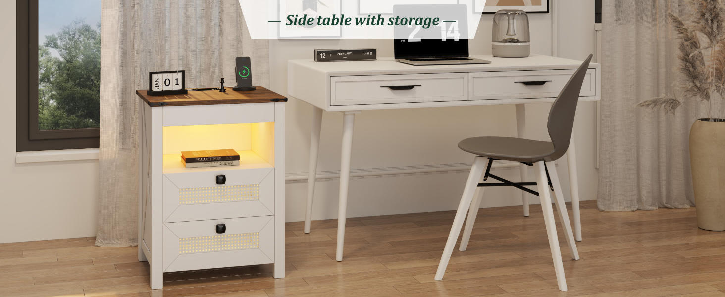 side table with storage drawers
