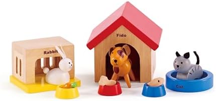 Hape Family Pets Wooden Dollhouse Animal Set