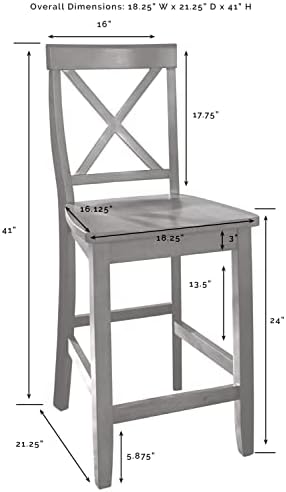 Crosley Furniture X-Back Wood Bar Stools Set of 2, Black, 30-inch