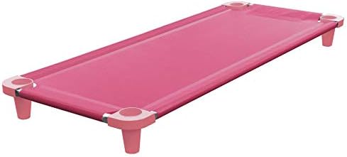 Acrimet Toddler Cot Bed for Kids, Travel, Day Care, 52" x 21", Pink, 1 Pack | Portable, Stackable Design