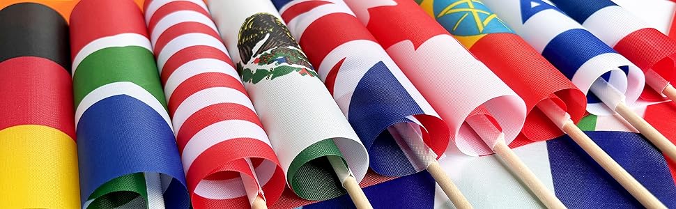 12 Pack Countries Stick Flags