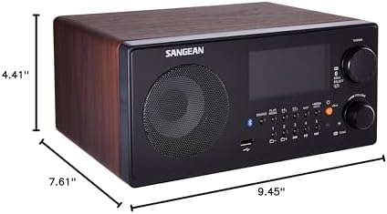 Sangean WR-22WL AM/FM-RDS/Bluetooth/USB Table-Top Digital Tuning Receiver (Dark Walnut) (Renewed)