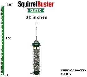 Squirrel Buster Classic Squirrel-proof Bird Feeder w/4 Feeding Ports, 2.4-pound Seed Capacity | Four feeding ports, weight-sensitive closure