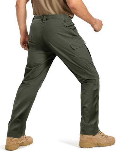 TACVASEN Men's Tactical Pants Waterproof Hiking Work Pants for Men Construction Stretch Cargo Trousers 9 Pockets