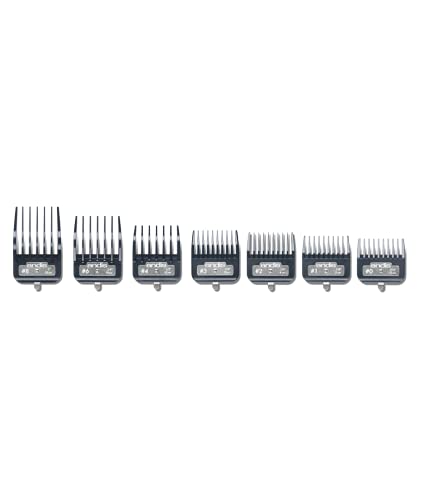 Andis Master Series Clipper Guard Comb Set, Fits ML, MLC, LCL & US-1 | 7-count metal-clip attachment combs, sizes 1/16in to 1in, easy to clean