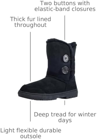 CLPP'LI Womens Twin Button Fully Fur Lined Winter Snow Boots