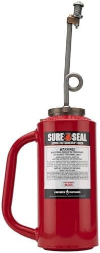 Forestry Suppliers Sure-Seal Red OSHA Double-Bottom Drip Torch | Heavy Duty 15 Gauge Aluminum Canister | Big Mouth for Easy Filling | Fuel Trap &