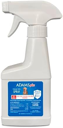 ADAMS Plus Flea and Tick Spray for Dogs & Cats, Kills Fleas and Ticks, Repels Mosquitoes, Prevents Infestations up to 2 Months, Treatment for Dogs, Cats, Puppies & Kittens, 16 Fl Oz