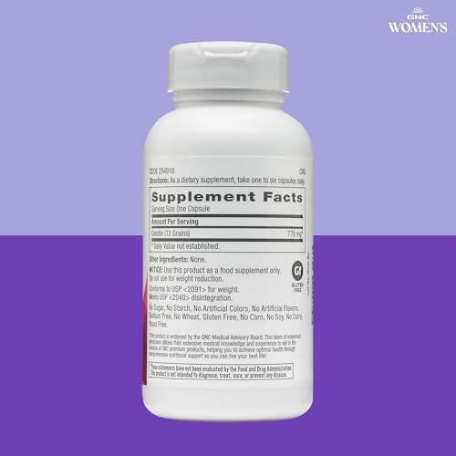 GNC Women's Gelatin Supplement, Supports Healthy Hair, Skin and Nails Natural Collagen Source, 60 Capsules