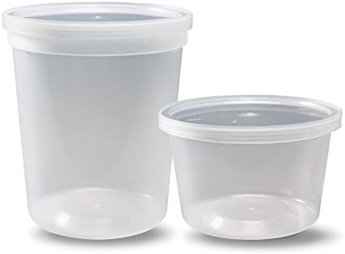 DuraHome - Deli food Storage Containers with Lids 32 oz, Quart Pack of 24 Leak-proof Freezer Safe Microwaveable Soup Storage Container - Clear Plastic Premium Quality