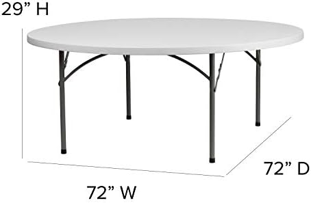Flash Furniture 6 ft Plastic Round Folding Table, Granite White | Durable Construction, Commercial Use