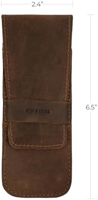 Hide & Drink, Pen Case Holder, Multi Pen Pouch, Protective Sleeve, Rustic Pouch, Office Essentials, Full Grain Leather, Handmade, Bourbon Brown