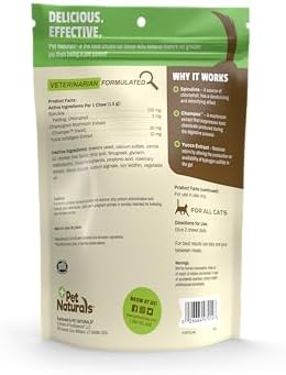 Pet Naturals Clean Scat Soft Chews for Cats, Reduce Litter Box Odor, Cat Breath Freshener, Balance Gut, Spirulina and Mushroom Extracts