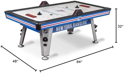 NHL 84" Air Hockey Tables - New York Rangers, Boston Bruins, Detroit Red Wings - Wrap-Around Goal; LED Scoring; 4 Pucks & Pushers | Wrap-Around Goal