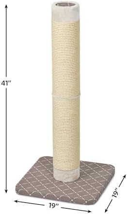 MidWest Homes for Pets Feline Nuvo Grand Forte Scratching Post, 41 Inches Tall, Heavy-Duty Sisal Post with Wide Base, Thick Brown Faux Fur, for Large and Multi-Cat Households
