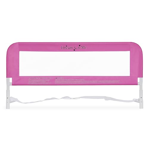 Dream On Me Mesh Security Bed Rail – Toddler Safety Guard with breathable mesh, reinforced anchor system, lightweight, portable, fits adult twin-size beds, Pink
