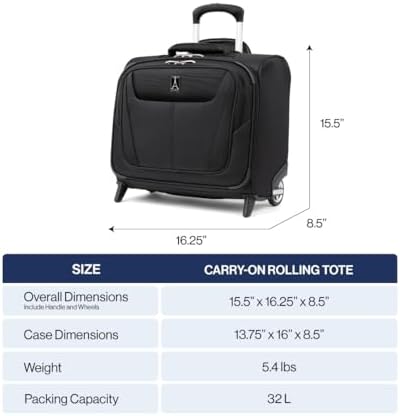 Travelpro Maxlite 5 Softside Rolling Underseat Tote, Black, 14-Inch
