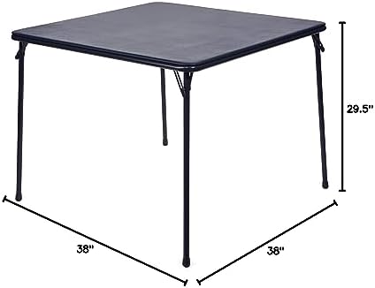 38" Square Folding Card Table - Portable, Easy-to-Store, Vinyl Upholstered, Sturdy Steel, Wheelchair Accessible - Beige