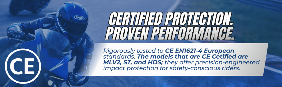 CE EN1621 4 certified motorcycle airbag vests MLV2 ST and HDS models for impact protection