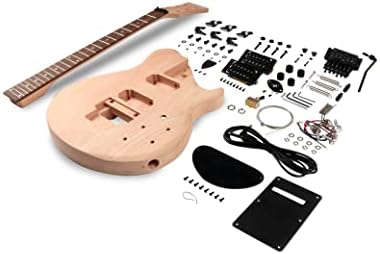 DIY Electric Guitar Kit Beginner Kit Right Handed Mahogany Body | Mahogany Neck, Rosewood Fretboard, 6 String, Black Hardware, Build Your Own Guitar