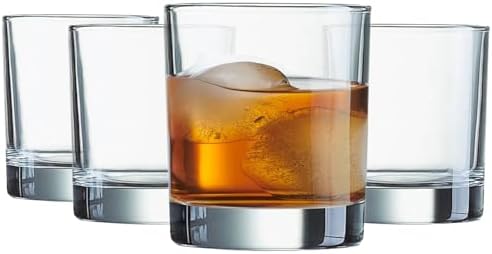 Le'raze Set of 12 Heavy Base Rocks Glass Cups, Elegant Old Fashioned Drinking Glasses Set for Whiskey, Cocktails, Beer and More - Dishwasher Safe
