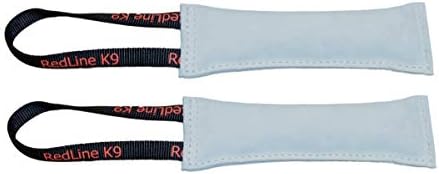 Redline K9 Bundle of 2 Premium Leather Bite Tug Toy 1 Handle 3 inch X 10 inch Dog Tug Toy