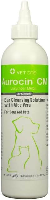 Vet One Aurocin CM - Ear Cleanser w/Aloe (Cucumber Melon Scent) 8 oz