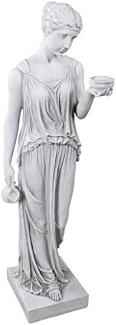 Design Toscano KY71304 Hebe Greek Woman Patron of Youth Indoor/Outdoor Garden Statue, Large Size, 10 inches Wide, 32 inches Tall, Handcast Polyresin, Antique Stone Finish