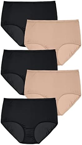 Comfort Choice Plus Size 5-Pack Classic Silky Nylon Brief