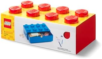 Room Copenhagen Lego Storage Brick 8 Desk Drawer, 8-Stud Stackable Tabletop Storage Box, 12.4 x 6.2 x 4.4 in