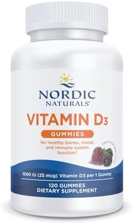 Nordic Naturals Vitamin D3 Gummies,1000 IU D3 + Iron, Wild Berry - 120 Count