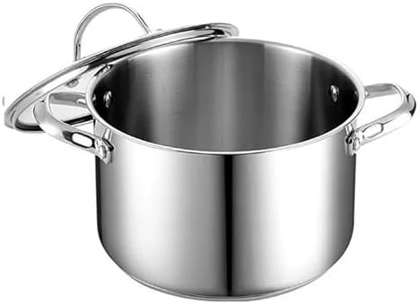 Cooks Standard Classic 6-Quart Stainless Steel Dutch Oven Casserole with Glass Lid, Large Dutch Oven Casserole for Soup, Stew, Chili & Pasta, Compatible with All Stovetops