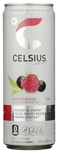 CELSIUS Sparkling Peach Vibe, Functional Essential Energy Drink 12 Fl Oz (Pack of 4)