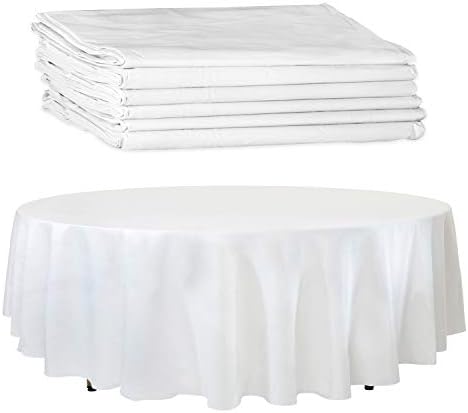 Upper Midland Products White Paper Table Cloths for Round Tables - 82” Octyround Paper Tablecloths with Plastic Backing Round Paper Table Cover