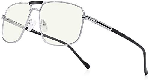 Reading Glasses for Men Square Double Bridge Blue Light Blocking Computer Readers