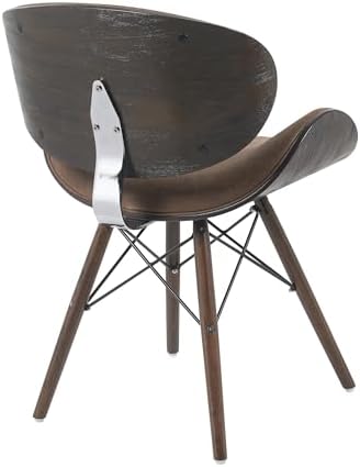Armen Living Cassie Dining Chair in Black Faux Leather and Walnut Wood Finish 20D x 21W x 31H in