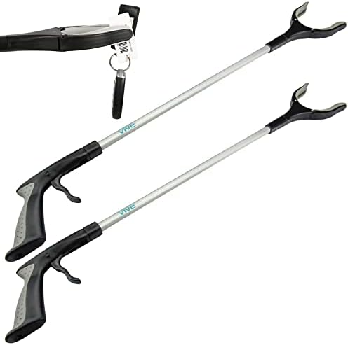 Vive Reacher Grabber 32" - Extra Long Mobility Aid - Rotating Hand, Heavy Duty Grip Arm - Reaching Assist Tool for Trash Pickup, Litter Picker, Garden Nabber, Disabled, Handicap Arm | Duty Grip Arm - Reaching Assist Tool for Trash Pickup, Litter Picker,…