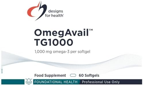 Designs for Health OmegAvail TG1000 - TG (Triglyceride) Fish Oil Supplement with EPA/DHA - Highly Concentrated 1000mg Omega-3 Per Softgel - Natural