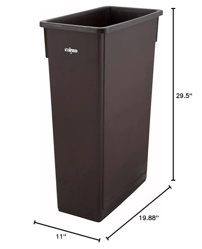 Winco Slender Trash Can, 23-Gallon, Brown | Great for Kitchens, Dining Areas and Back-of-house Cleanup