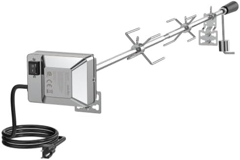onlyfire Universal Rotisserie Kit with 110V Electric Motor for Gas Grills | Stainless Steel, 45" 1/2" Hexagon Spit Rod, Chicken Roaster