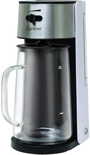 Capresso Stainless Steel Iced Tea Maker Glass Pitcher One Button Operation