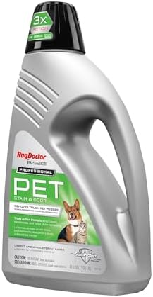 Rug Doctor Professional Triple Action Pet Stain and Odor Deep Carpet Cleaner Solution 48oz. Triple Action Formula Cleans, Deodorizes and Deters Remarking, Carpet Shampoo for Pet Stains & Odors